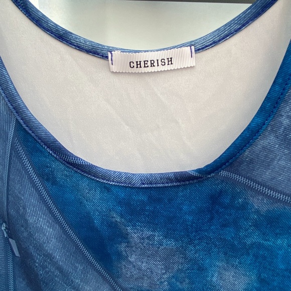 Women’s Tank Midi Dress with Patchwork Denim Print - Picture 3 of 9